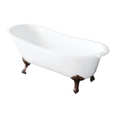 Tazatina 57-Inch Cast Iron Oval Single Slipper Clawfoot Tub (7-Inch Faucet Drillings)