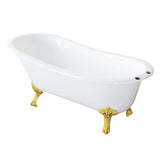 Tazatina 57-Inch Cast Iron Oval Single Slipper Clawfoot Tub (7-Inch Faucet Drillings)