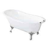 Tazatina 57-Inch Cast Iron Oval Single Slipper Clawfoot Tub (7-Inch Faucet Drillings)