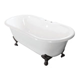 Aqua Eden 60-Inch Cast Iron Oval Double Ended Clawfoot Tub (7-Inch Faucet Drillings)