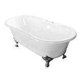 Aqua Eden 60-Inch Cast Iron Oval Double Ended Clawfoot Tub (7-Inch Faucet Drillings)