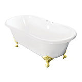 Aqua Eden 60-Inch Cast Iron Oval Double Ended Clawfoot Tub (7-Inch Faucet Drillings)