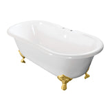 Aqua Eden 60-Inch Cast Iron Oval Double Ended Clawfoot Tub (7-Inch Faucet Drillings)