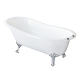 Aqua Eden 61-Inch Cast Iron Single Slipper Clawfoot Tub with 7-Inch Faucet Drillings