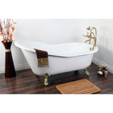 Aqua Eden 61-Inch Cast Iron Single Slipper Clawfoot Tub with 7-Inch Faucet Drillings