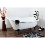 Aqua Eden 61-Inch Cast Iron Single Slipper Clawfoot Tub with 7-Inch Faucet Drillings