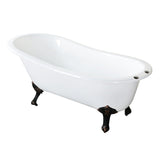 Aqua Eden 61-Inch Cast Iron Oval Single Slipper Clawfoot Tub (7-Inch Faucet Drillings)