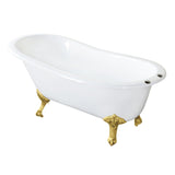 Aqua Eden 61-Inch Cast Iron Oval Single Slipper Clawfoot Tub (7-Inch Faucet Drillings)