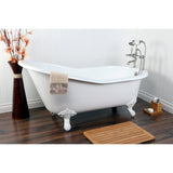 Aqua Eden 61-Inch Cast Iron Single Slipper Clawfoot Tub with 7-Inch Faucet Drillings