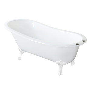 Aqua Eden 61-Inch Cast Iron Oval Single Slipper Clawfoot Tub (7-Inch Faucet Drillings)