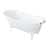 Aqua Eden 61-Inch Cast Iron Single Slipper Clawfoot Tub with 7-Inch Faucet Drillings