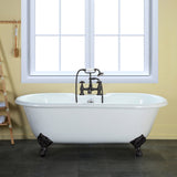 Aqua Eden 66-Inch Cast Iron Oval Double Ended Clawfoot Tub (7-Inch Faucet Drillings)