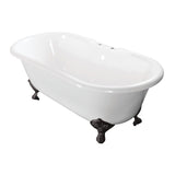 Aqua Eden 66-Inch Cast Iron Oval Double Ended Clawfoot Tub (7-Inch Faucet Drillings)