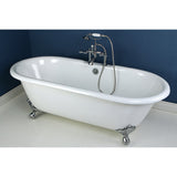 Aqua Eden 66-Inch Cast Iron Oval Double Ended Clawfoot Tub (7-Inch Faucet Drillings)