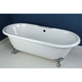 Aqua Eden 66-Inch Cast Iron Oval Double Ended Clawfoot Tub (7-Inch Faucet Drillings)