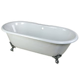 Aqua Eden 66-Inch Cast Iron Oval Double Ended Clawfoot Tub (7-Inch Faucet Drillings)