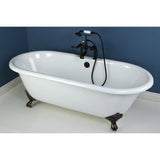 Aqua Eden 66-Inch Cast Iron Oval Double Ended Clawfoot Tub (7-Inch Faucet Drillings)