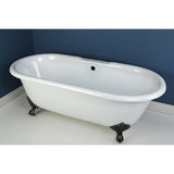 Aqua Eden 66-Inch Cast Iron Oval Double Ended Clawfoot Tub (7-Inch Faucet Drillings)