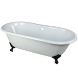 Aqua Eden 66-Inch Cast Iron Oval Double Ended Clawfoot Tub (7-Inch Faucet Drillings)