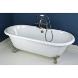 Aqua Eden 66-Inch Cast Iron Oval Double Ended Clawfoot Tub (7-Inch Faucet Drillings)