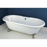 Aqua Eden 66-Inch Cast Iron Oval Double Ended Clawfoot Tub (7-Inch Faucet Drillings)