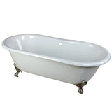 Aqua Eden 66-Inch Cast Iron Oval Double Ended Clawfoot Tub (7-Inch Faucet Drillings)