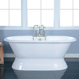 Aqua Eden 66-Inch Cast Iron Oval Double Ended Pedestal Tub (7-Inch Faucet Drillings)