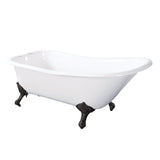 Aqua Eden 67-Inch Cast Iron D-Shaped Single Slipper Clawfoot Tub (7-Inch Faucet Drillings)