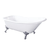 Aqua Eden 67-Inch Cast Iron D-Shaped Single Slipper Clawfoot Tub (7-Inch Faucet Drillings)