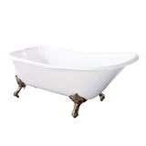 Aqua Eden 67-Inch Cast Iron D-Shaped Single Slipper Clawfoot Tub (7-Inch Faucet Drillings)