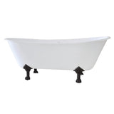 Aqua Eden 67-Inch Cast Iron Oval Double Slipper Clawfoot Tub (7-Inch Faucet Drillings)