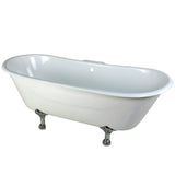 Aqua Eden 67-Inch Cast Iron Oval Double Slipper Clawfoot Tub (7-Inch Faucet Drillings)