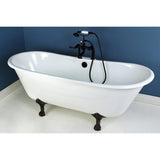 Aqua Eden 67-Inch Cast Iron Oval Double Slipper Clawfoot Tub (7-Inch Faucet Drillings)