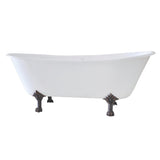 Aqua Eden 67-Inch Cast Iron Oval Double Slipper Clawfoot Tub (7-Inch Faucet Drillings)