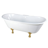 Aqua Eden 67-Inch Cast Iron Oval Double Slipper Clawfoot Tub (7-Inch Faucet Drillings)