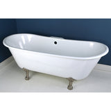 Aqua Eden 67-Inch Cast Iron Oval Double Slipper Clawfoot Tub (7-Inch Faucet Drillings)