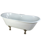 Aqua Eden 67-Inch Cast Iron Oval Double Slipper Clawfoot Tub (7-Inch Faucet Drillings)