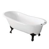 Aqua Eden 67-Inch Cast Iron Oval Single Slipper Clawfoot Tub (7-Inch Faucet Drillings)