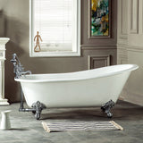 Aqua Eden 67-Inch Cast Iron Oval Single Slipper Clawfoot Tub (7-Inch Faucet Drillings)