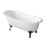 Aqua Eden 67-Inch Cast Iron Oval Single Slipper Clawfoot Tub (7-Inch Faucet Drillings)