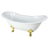 Aqua Eden 72-Inch Cast Iron Oval Double Slipper Clawfoot Tub (7-Inch Faucet Drillings)