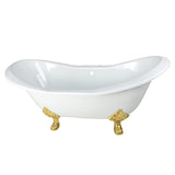 Aqua Eden 72-Inch Cast Iron Oval Double Slipper Clawfoot Tub (7-Inch Faucet Drillings)