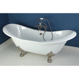 Aqua Eden 72-Inch Cast Iron Oval Double Slipper Clawfoot Tub (7-Inch Faucet Drillings)