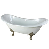 Aqua Eden 72-Inch Cast Iron Oval Double Slipper Clawfoot Tub (7-Inch Faucet Drillings)