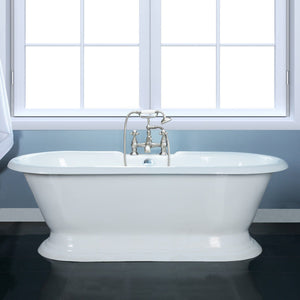 Aqua Eden 72-Inch Cast Iron Oval Double Ended Pedestal Tub (7-Inch Faucet Drillings)