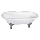 Aqua Eden 72-Inch Cast Iron Oval Double Ended Clawfoot Tub (7-Inch Faucet Drillings)