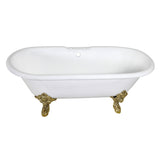 Aqua Eden 72-Inch Cast Iron Oval Double Ended Clawfoot Tub (7-Inch Faucet Drillings)