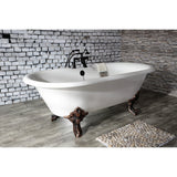 Aqua Eden 72-Inch Cast Iron Oval Double Ended Clawfoot Tub (7-Inch Faucet Drillings)