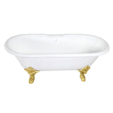 Aqua Eden 72-Inch Cast Iron Oval Double Ended Clawfoot Tub (7-Inch Faucet Drillings)