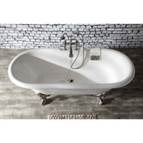 Aqua Eden 72-Inch Cast Iron Oval Double Ended Clawfoot Tub (7-Inch Faucet Drillings)